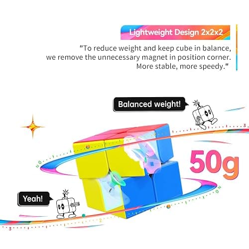 GAN 251 M Air, 2x2 Speed Cube Magnetic Stickerless 42 Magnets Brain Teasers 3D Puzzle Toy for Kids Teens Beginners Holiday Birthday Gifts (Frosted Surface Primary Internal) thumbnail 4