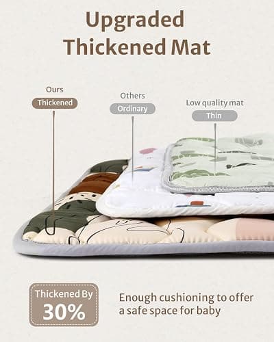 Blissful Diary Baby Play Mats for Floor, 72x48 Inch Extra Thicker & Large Soft Cushioning Foam Playmats for Babies and Toddlers, Foldable Washable Baby Crawling Mat for Playpen, Boho Design thumbnail 4