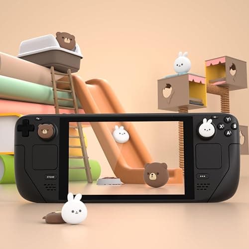 PlayVital Thumb Grip Caps for Steam Deck LCD, Silicone Thumbsticks Grips Joystick Caps for Steam Deck OLED - Chubby Bear & Smiley Bunny thumbnail 6