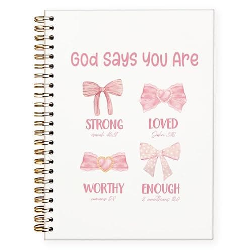PLKMN Bible Journal Notebook for Women Girls, Pink Bow Coquette Notebook, Christian Notebook for Women, Notebook for Bible Notes, Bible Journal Notebooks for Note Taking 5.5x8.3 Inch - Image 1