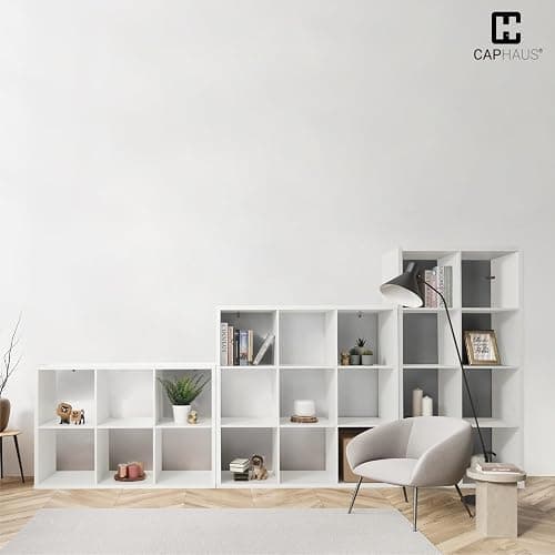 CAPHAUS Sturdy Room 13-Inch Cube Storage Organizer Shelf, with Extra Thick Exterior Edge, Open Storage Shelf Divider, Bookcase, 6-Cube / 8-Cube / 9-Cube, Colors Available in Rustic Grey Oak and White thumbnail 7