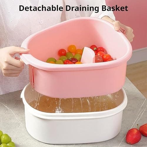 Fruit Cleaner Spinner, Large Fruit Washer Spinner, Fruits Cleaner Spinners with FruitWasher Spinners Bowl, Vegetable FruitSpinner Washers,Double Layer Design,for strawberry blueberries thumbnail 7