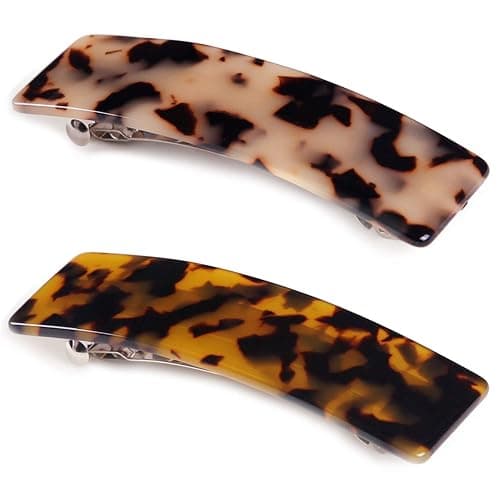 2 Pièces Grande Barrettes À Cheveux Chic, Rectangle Barettes Cheveux Pince À Cheveux, Automatique Barrette Cheveux Ecailles - Image 1