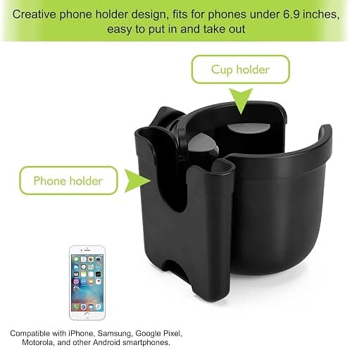 Accmor Stroller Cup Holder with Phone Holder, Bike Cup Holder, Universal Cup Holder for Uppababy Nuna Strollers, 2-in-1 Drinks Holder for Walker, Wheelchair, Scooter thumbnail 3