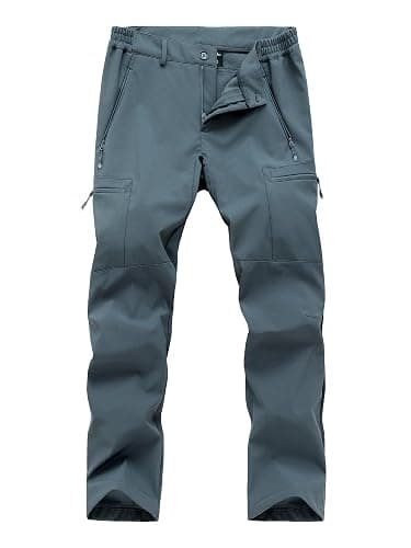 Gash Hao Mens Waterproof Ski Snow Pants Hiking Softshell Cargo Fleece Lined Warm Insulated Outdoor Fishing Pants - Image 1