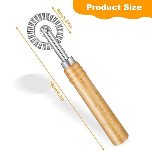 LIQWEI Pasta Cutter Wheel, Pastry and Pasta Cutter Wheel Pastry Ravioli Wheel Cutter With Long Wooden Handle for Ravioli Pasta Dumplings Lasagna Pierogi thumbnail 2
