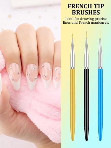 YOOVR 28-In-1 Nail Art Tools with Nail Stand, Nail Stuff, Nail Art Brushes | Nail Supplies, Nail Holder for Press on Painting, French Tip Liner Brush, Dotting Tools, Must Have Design Tools for Nail Tech thumbnail 6