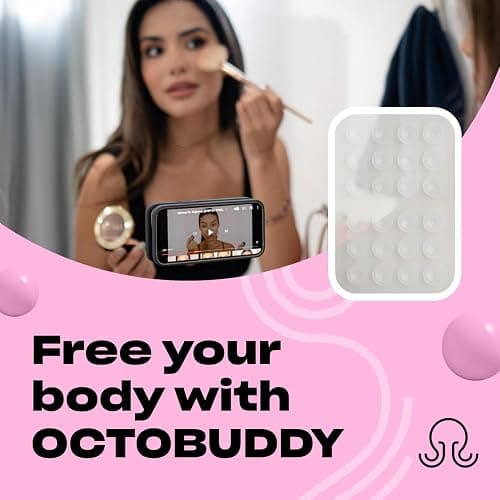OCTOBUDDY Classic MAX - Silicone Suction Phone Case Adhesive Mount - Hands-Free, Strong Grip Holder for Selfies and Videos - iPhone and Android Compatible - 2.6″ x 3.9″, Transparent thumbnail 3