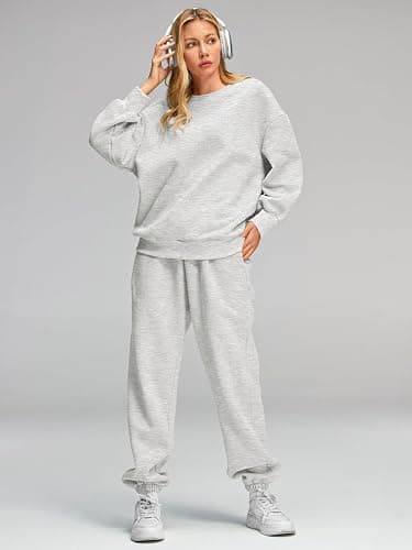 AUTOMET Womens 2 Piece Outfits Sweatsuit Lounge Sets Oversized Sweatshirt Baggy Sweatpants Fall Fashion with Pockets thumbnail 2