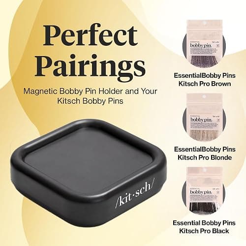 Kitsch Magnetic Bobby Pin Holder - Cute Stuff, Strong Magnetic Pin Holder for Desk & Vanity, Securely Holds Metal Hair Clips, Bobby Pins & Paper Clip | Ideal Gifts for Women - Black, 1 Pc thumbnail 6