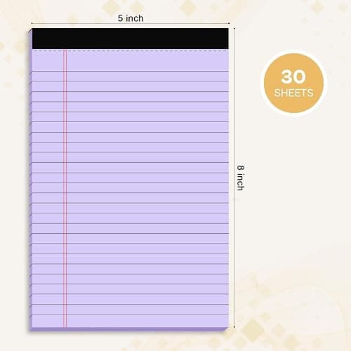4 Pack Note Pads 5 x 8 Inch Purple Small Legal Pads 5 x 8 Colored Notepad 5 x 8 Perforated Writing Pads Lined Paper Pads College Ruled Pad Paper 30 Sheets Notebook for Study, To-Do Lists, Office thumbnail 3
