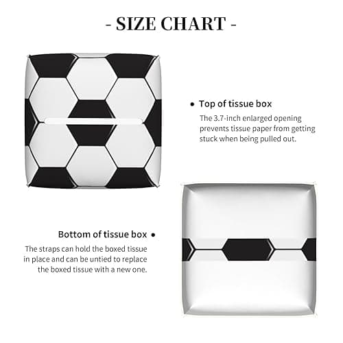 Tissue Box Cover Leather Napkin Holder Home Decor for Bathroom Vanity Countertop, Dining Table, Home Office Decor (Soccer Ball White and Black) thumbnail 7
