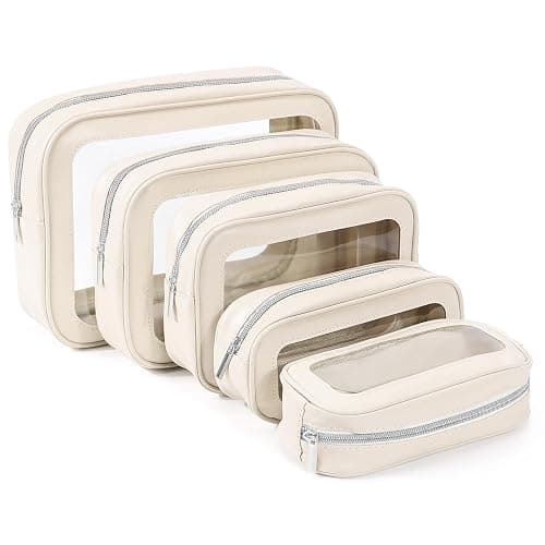 YOPCDJ 5PCS Diaper Bag Organizer Pouch Set, TSA Approved Toiletry Bag，Clear Waterproof TPU Makeup Bag Set Travel Organizer Bags for Women and Kids Christmas Gift - Image 1