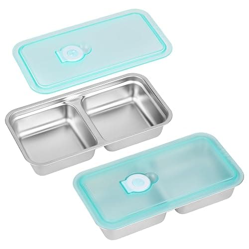 IGUOCY Grab and Go Snack Containers Reusable, Stainless Steel Snack Containers, 2 Compartment Condiment Bowls with Lids, Meal Prep Lunch Box, Takeout, Travel And Camping Food Storage (2Pcs) thumbnail 8