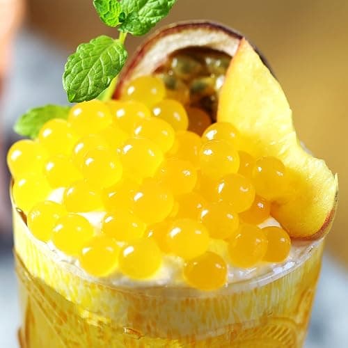 Peach Fruit Juice Filled Popping Boba | Bursting Pearls for Bubble Tea and Dessert Toppings | 150g 3 Servings | Vegan | By THE TEASHED thumbnail 2