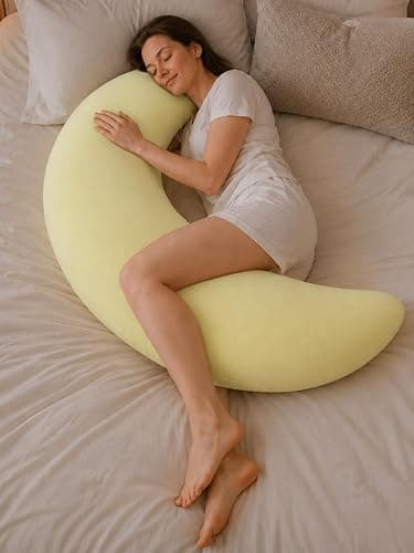 Kysryye Giant Moon Sleep Spoon C-Shaped Body Pillow, 70.8-Inch Maternity Pillow for Side Sleepers, Soft Supportive Full Body Cushion with Removable Cover for Sleeping, Resting and Lounging - Image 1