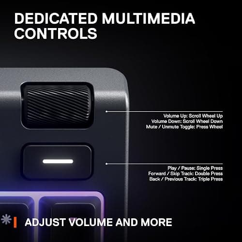 SteelSeries Apex 3 RGB Gaming Keyboard – 10-Zone RGB Illumination – IP32 Water Resistant – Premium Magnetic Wrist Rest (Whisper Quiet Gaming Switch) thumbnail 6