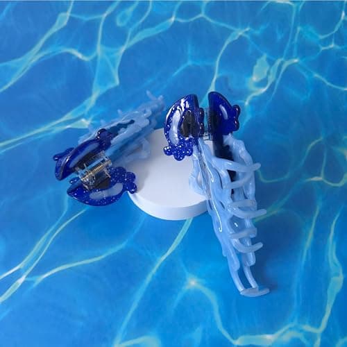 Novelty Ocean Jellyfish Hair Clips,Cellulose Acetate Hair Clips,Big Claw Clips for Girl,Hair Accessories,Blue thumbnail 8