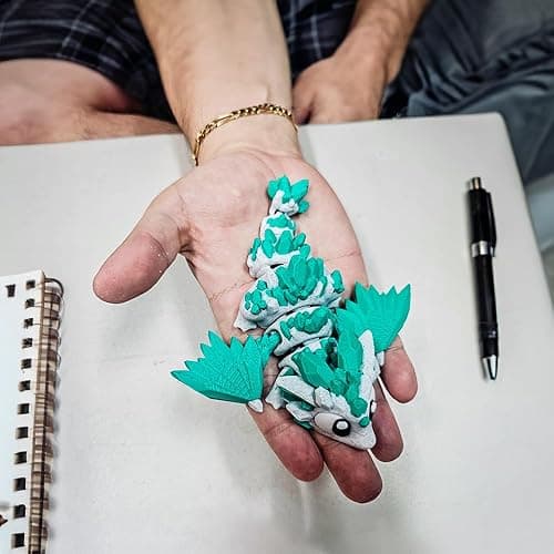 Articulated Dragon with Fantasy Egg – 3D Printed Mythical Creature Gift, Posable Jointed Companion, Collectible Detailed Shelf or Desk Decoration - for Adults (Emerald Dragon + Egg) thumbnail 6