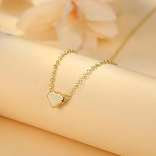 Ieftop Valentines Gifts for Kids Teen Girls - Dainty 14K Gold/Silver Plated Cute Heart Handmade Disc Circle Bee Choker Adjustable Necklace for Her Women Teenage Girl Trendy Jewelry thumbnail 7