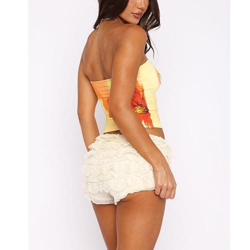 Tube Top Women Sleeveless Backless Strapless Bandeau Teen Girl Y2k Cute Floral Graphic Going Out Crop Shirt thumbnail 4