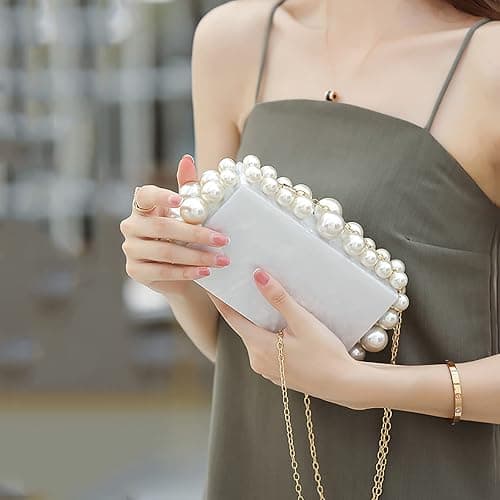 Acrylic Evening Handbag Pearl Women's Clutch Shoulder Bag Crossbody Bag Square Box Wedding Cocktail Party Prom thumbnail 7