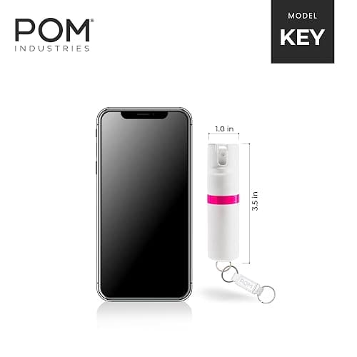 POM Pepper Spray Keychain, Quick Key Release for Instant Access, Flip Top Safety, Maximum Strength OC Formula with UV Marking Dye, 25 Bursts, 10 ft Range, 0.5 fl oz thumbnail 3