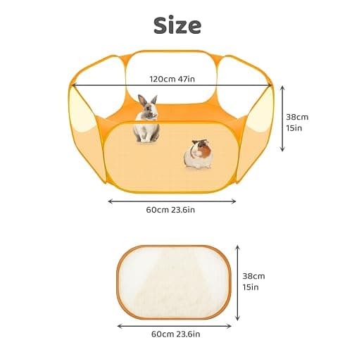 Amakunft Small Animal Playpen, Pop-Up Portable Play Yard for Guinea Pigs, Rabbits, Hamsters, Hedgehogs, Foldable Exercise Fence with Breathable Mesh for Indoor Outdoor Use thumbnail 5