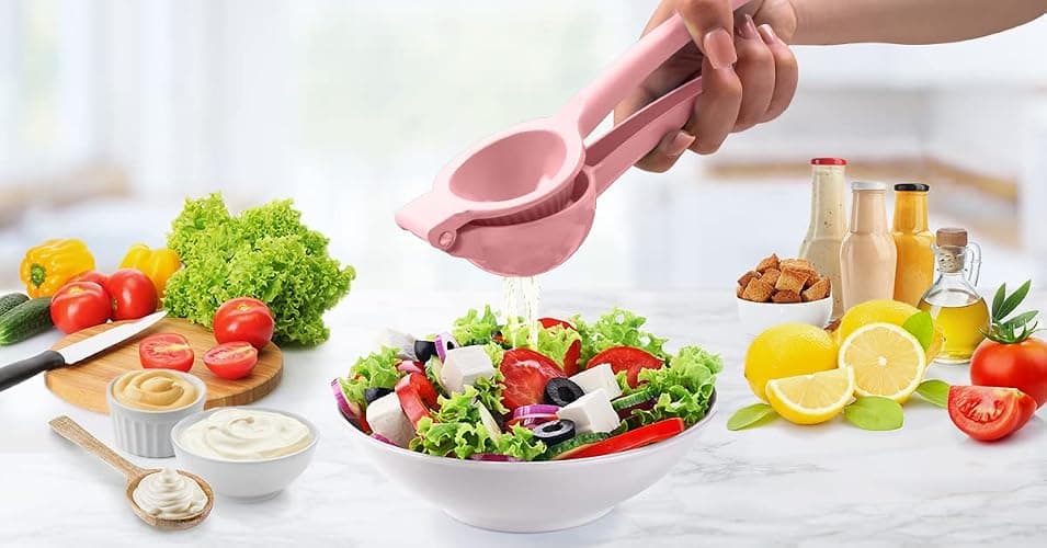 Zulay Premium Quality Metal Lemon Squeezer, Citrus Juicer, Manual Press for Extracting the Most Juice Possible - Pink thumbnail 2