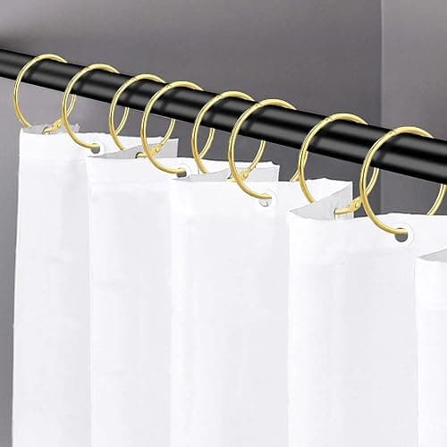 24 Pack Shower Curtain Rings,Rust Proof Shower Curtain Hooks for Bathroom,Circular Decorative Shower Curtain Rings and Hooks for Shower Rod,Metal Rings for Shower Curtain,Loose Leaf Rings(Gold) thumbnail 3