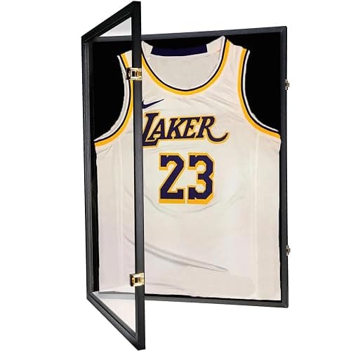 Jersey Wooden Frame Display Case -Shadow Box with 98% UV Protection Acrylic and Hanger for L or XL Baseball Basketball Football Hockey Sport Shirt and Uniform Gifts for Men (Black, 1 Pack) thumbnail 4
