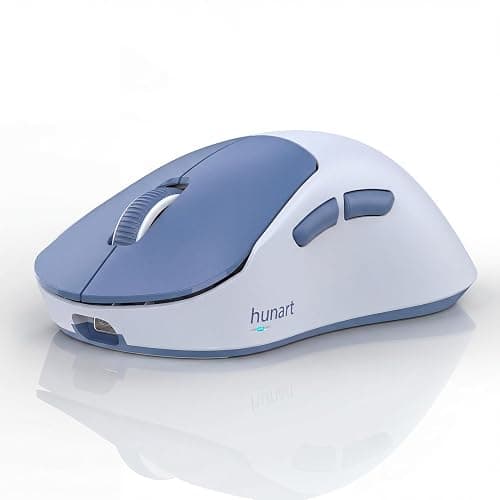 hunart H6 49g Wireless Mouse, Bluetooth & 2.4GHz, Rechargeable, Blue | Silent Clicks, USB-C Charging, Two Ways to Connect, Lightweight Right-Hand Ergonomic Comfort, For Laptop, MacBook, Office - Image 1