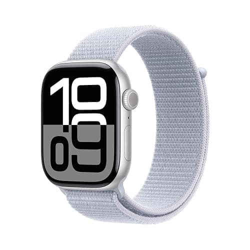 Apple Watch Series 10 [GPS 46mm case] Smartwatch with Silver Aluminium Case with Blue Cloud Sport Loop. Fitness Tracker, ECG App, Always-On Retina Display, Carbon Neutral thumbnail 4