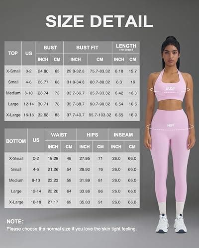 OMKAGI 2 Piece Workout Sets for Women Halter Sports Bras Gym Sets Booty Leggings Outfits thumbnail 7