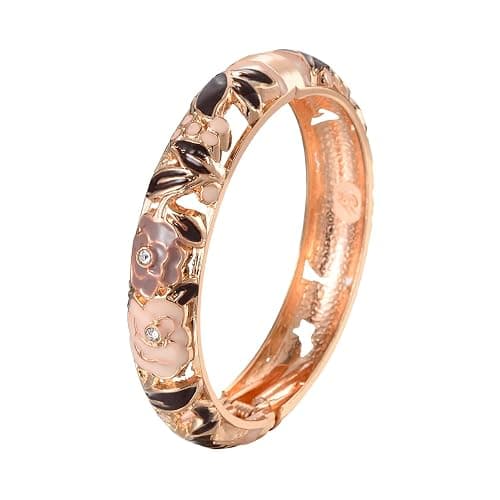 UJOY Enamel Bracelets Pack of 5 Colorful Cloisonne Rose Gold Flower Engraved Bangles for Women Jewelry Gift Pack in a Box 5PCS thumbnail 5