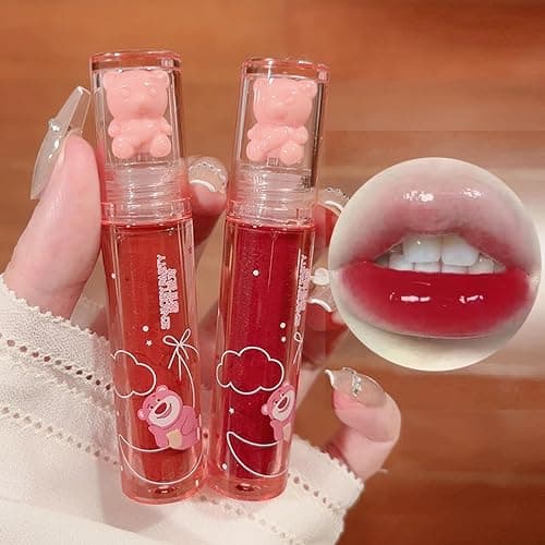 Blopuivo 6 Colors Bear Lip Gloss,Jelly Lip Glaze,Cute Liquid Lipstick Bear Lip Stain Watery Lipgloss Plumping Lip Tint Moisturizing Waterproof Long Lasting for Lip and Cheek thumbnail 3