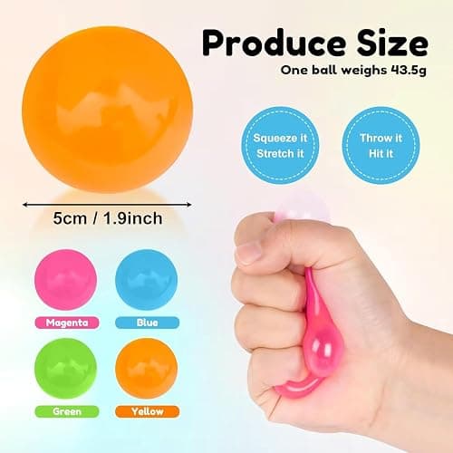 4pcs Glowing Sticky Balls, Glow in Dark Toys Stress Balls for Adults,Stress Relieving Fun Decompression Fidget Toy Birthday Gift,Easter Basket Stuffers Gift for Him Her Women thumbnail 2