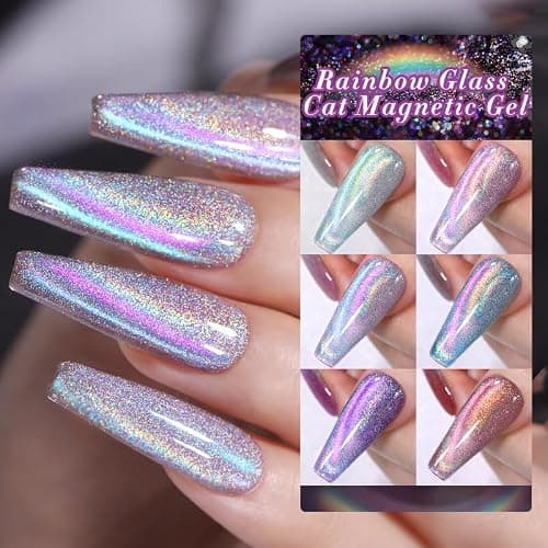 BORN PRETTY Magnetic Gel Nail Polish Set 6 Colors Rainbow Iridescent Gel Polish Cat Magnet Eye Sparkle Nail Polish Varnish U V/LED Nail Art Nail Salon Manicure thumbnail 7