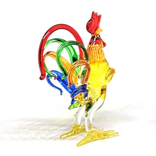 ZOOCRAFT Chicken Figurines Collectibles Hand Blown Glass Rooster Set of 2 thumbnail 6