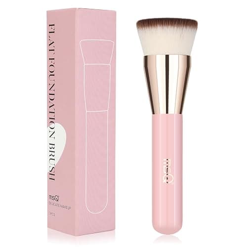 MSQ Foundation Brush for Liquid Makeup, Flat Top Kabuki Foundation Brush Premium Makeup Brushes for Liquid, Cream and Blending Powder Brush (Pink) - Image 1