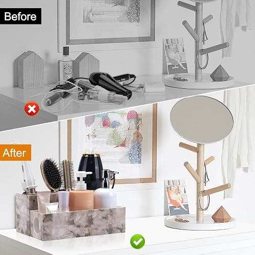 GFWARE Marble Hair Tool Organizer - Bathroom Vanity Storage for Hot Tools, Hair Dryer, Curling Iron, Flat Iron & Straightener thumbnail 6