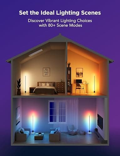 Govee Floor Lamp 2 with Matter, RGBIC, Warm Cool White LED, Alexa Compatible, 1725lm, Music Sync, Scene Modes, Smart Floor Lamp for Living Room, Bedroom, Black(1 Pack) thumbnail 8