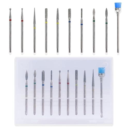 MelodySusie 10pcs Diamant Bits Set Professioneller Schleifkörper Schleifkopf Nagelfräser Aufsätze Set für Maniküre Pediküre Nagelpflege, Silber thumbnail 8