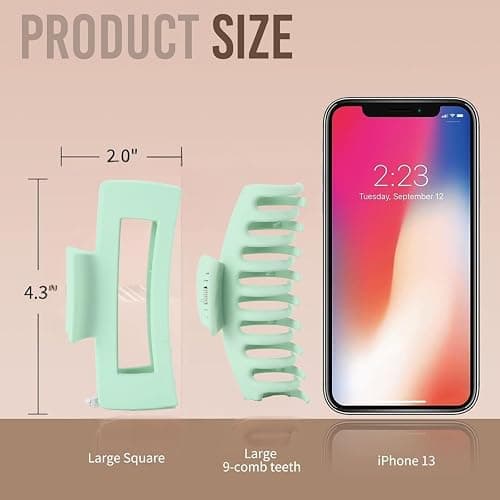 LuSeren 8 Pack Hair Clips for Women 4.3 Inch Large Hair Claw Clips for Women Thin Thick Curly Hair, Big Matte Banana Clips,Strong Hold jaw clips White Light Green Light Brown Light Gray thumbnail 2