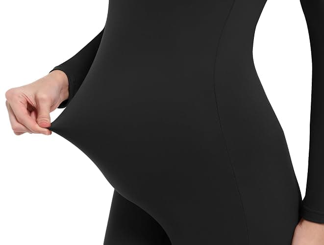 V VOCNI Maternity Jumpsuit Women's Square Neck Long Sleeve Bodycon T Shirts Yoga Leggings Romper Pregnancy Bodysuit thumbnail 3