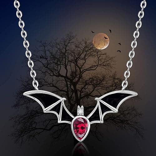 Halloween Bat Necklace for Women Sterling Silver Witch Goth Necklace thumbnail 8