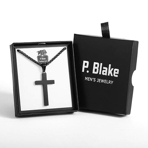 P. BLAKE Stainless Steel Cross Pendant Necklace for Men Boys, Christian Cross Pendant with 16-24 Inches Chain Cross Necklace Jewelry Gifts thumbnail 6