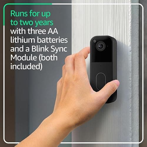 Blink Video Doorbell (newest model) – Head-to-toe HD view, two-year battery life, and simple setup. Sync Module Core included – System (Black) thumbnail 2