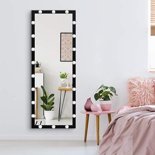 Full Length Mirror with Lights, 65" x 24" Led Standing Mirror, Wall Mounted and Floor Standing Bulbs, Wall Mounted for Bedroom,Dimming&3 Color Modes (Black) thumbnail 8