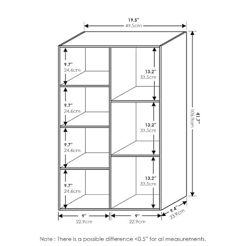 Furinno LUDER Book Shelf, 7-Cube Bookshelf, Bookcase, 9.4 x 19.5 x 41.7, for Living Room, Bedroom, Home Office, White/Pink thumbnail 3